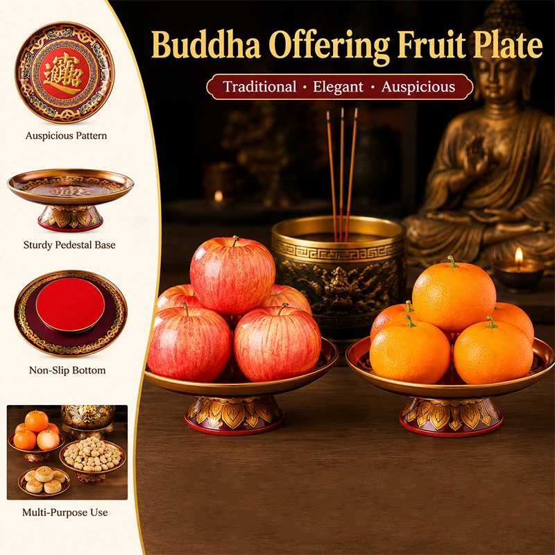 

Alloy Lotus Fruit Offering Plate Guanyin Buddha Altar Tray Buddhist Supplies Religious Home Decor Supplies Worship Gift