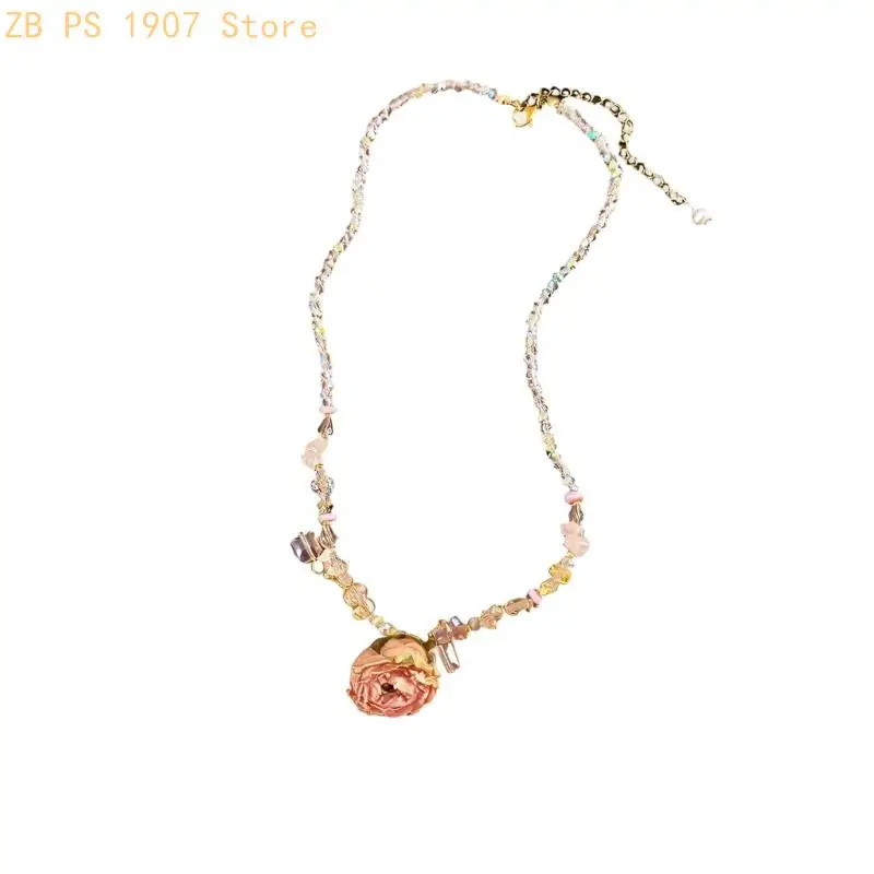 Gift Ready Pink Floral Necklace with Daily Styling and Party Appeal 55KA