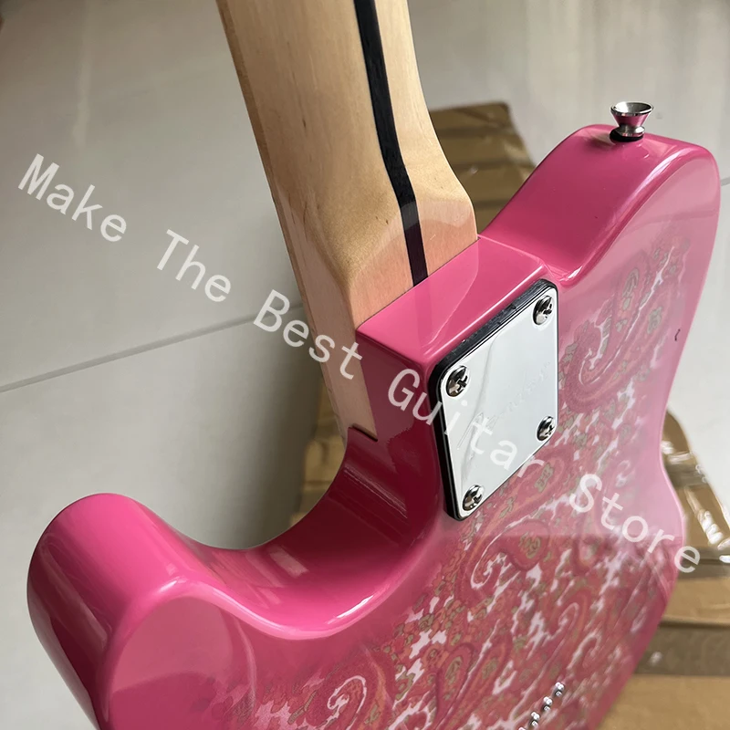 Exquisite pink printed electric guitar, 22 tone fingerboard, professional level, fast delivery.