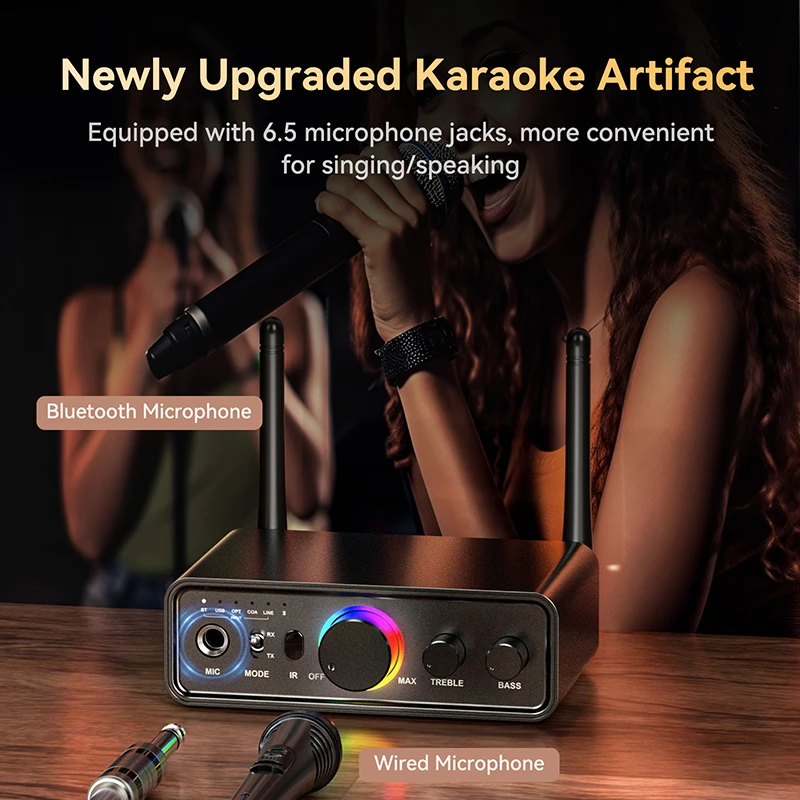 Multi Function Bluetooth 5.3 Audio Transmitter Receiver DAC/AUX/RCA/USB/Coaxial/Optical/6.5MM Karaoke Hifi DSP Wireless Adapter