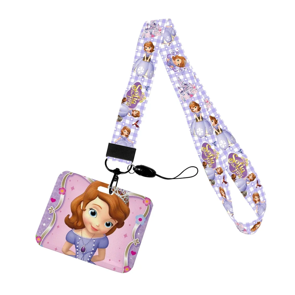 

Sophia Princess Disney Horizontal ID Credit Card Cover Bus Card Holder Charm Badge Holder Students Personalized Gift Lanyards