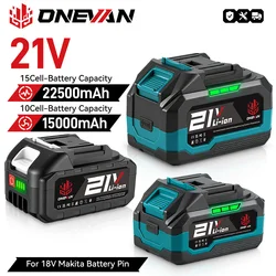 ONEVAN 15000mAh 22500mAh Rechargeable Lithium Ion Battery With Battery indicator Wrench Power Tool For Makita 18V Battery Pin
