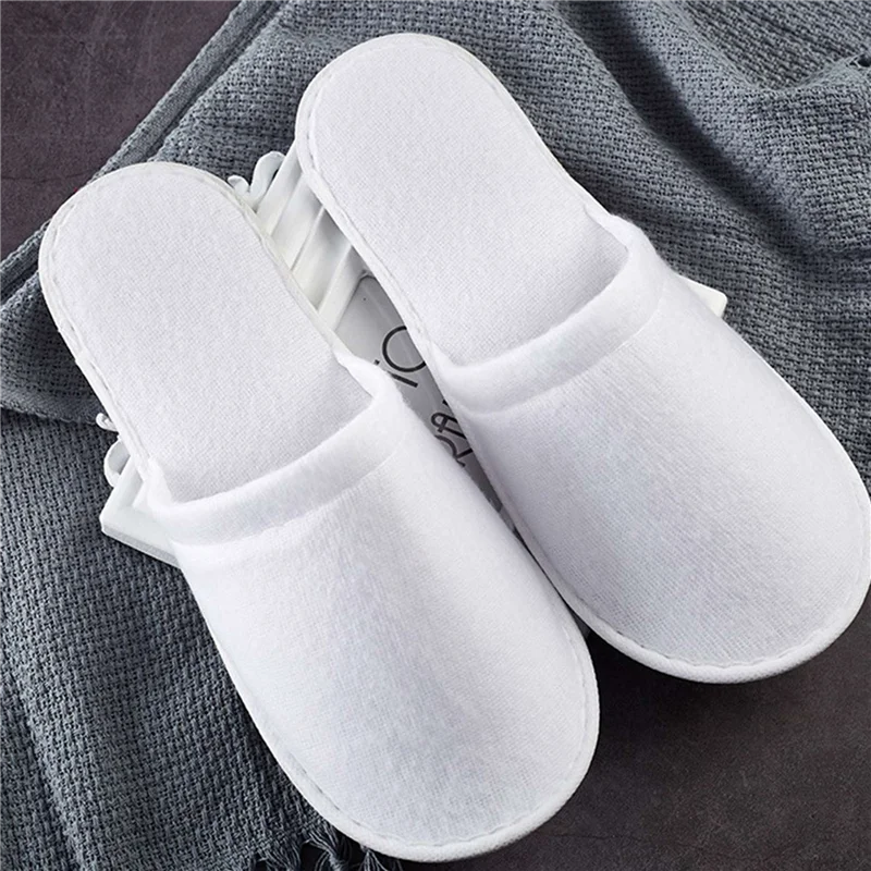 AT33 80 Pairs Closed Toe Disposable Slippers Women Men Ultra-Thin Brushed Plush Non-Slip Disposable Slippers For Hotel Home