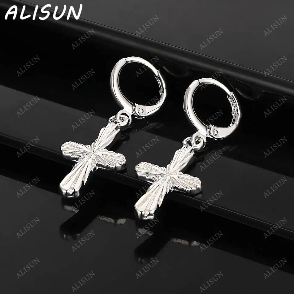 

ALISUN 925 Sterling Silver Cross Earrings Drop Earrings For Women Anniversary Gift Popular Wild Fashion Romantic Jewelry