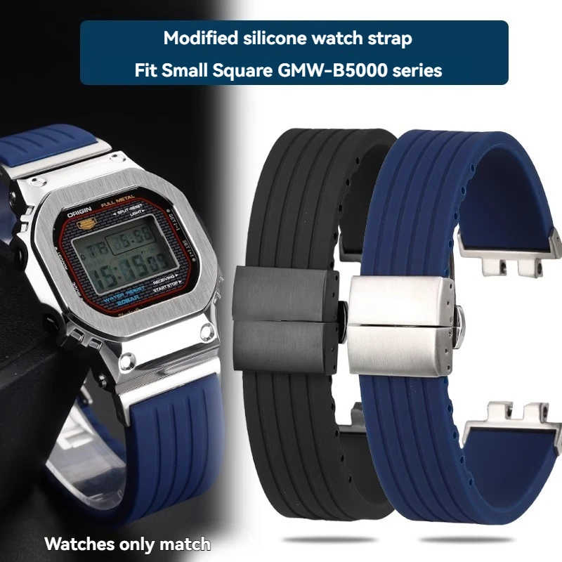 

Modified Rubber Strap for G-SHOCK Casio 35th Anniversary GMW-B5000 GMW B5000 Silicone Watchband Folding Buckle Wristband Blue