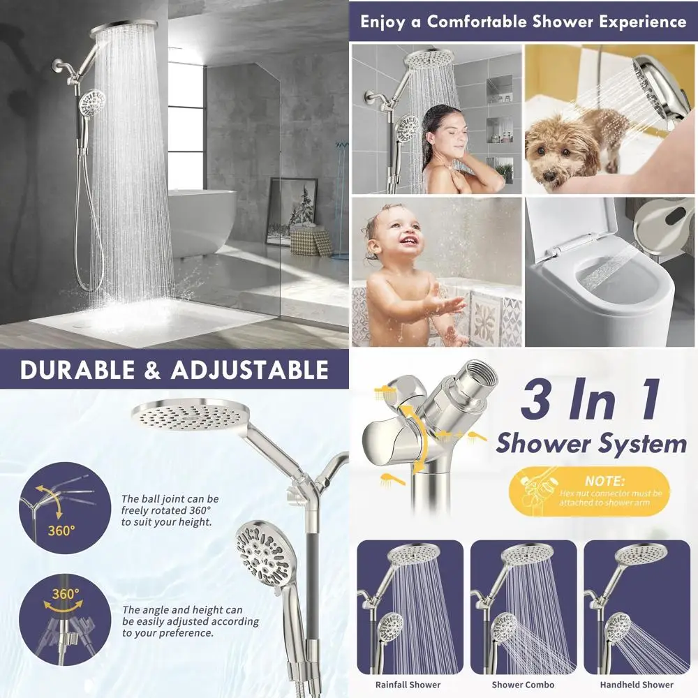 

Dual Shower Heads with Handheld Spray, 7.5 Pure Rainfall Shower, Double Shower Heads with Handheld, 9 Hand Shower with 79 Hose,