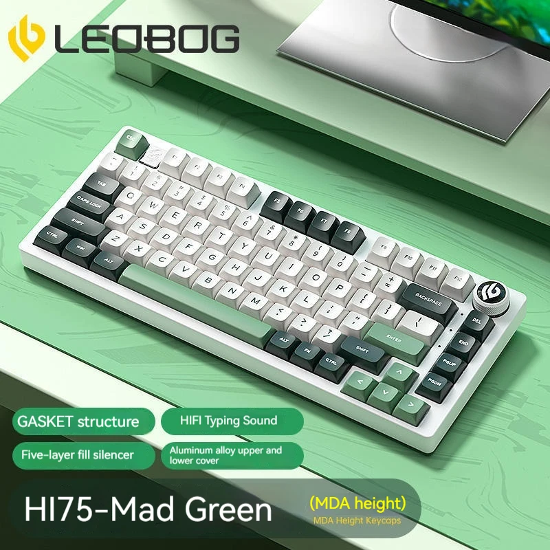 

Leobog Hi75 Aluminium Alloy Mechanical Keyboard 75% Equipped With Multi Functional Knobs Rgb Esports Game Keyboards Accessories