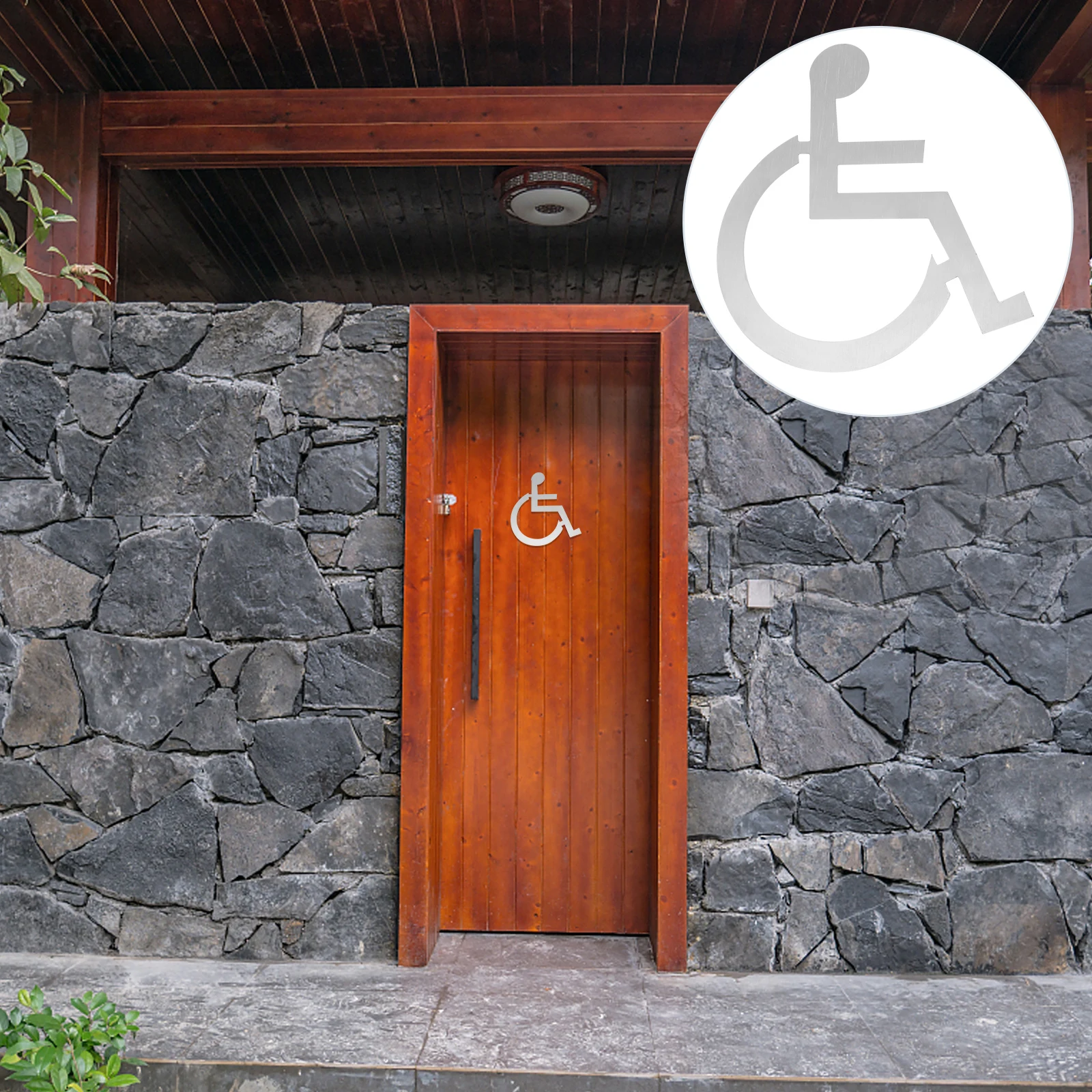 

Stainless Steel Wheelchair Disabled Signs Unisex Bathroom Safety Sign for Toilet Restroom Elevator Public Areas Traffic Safety