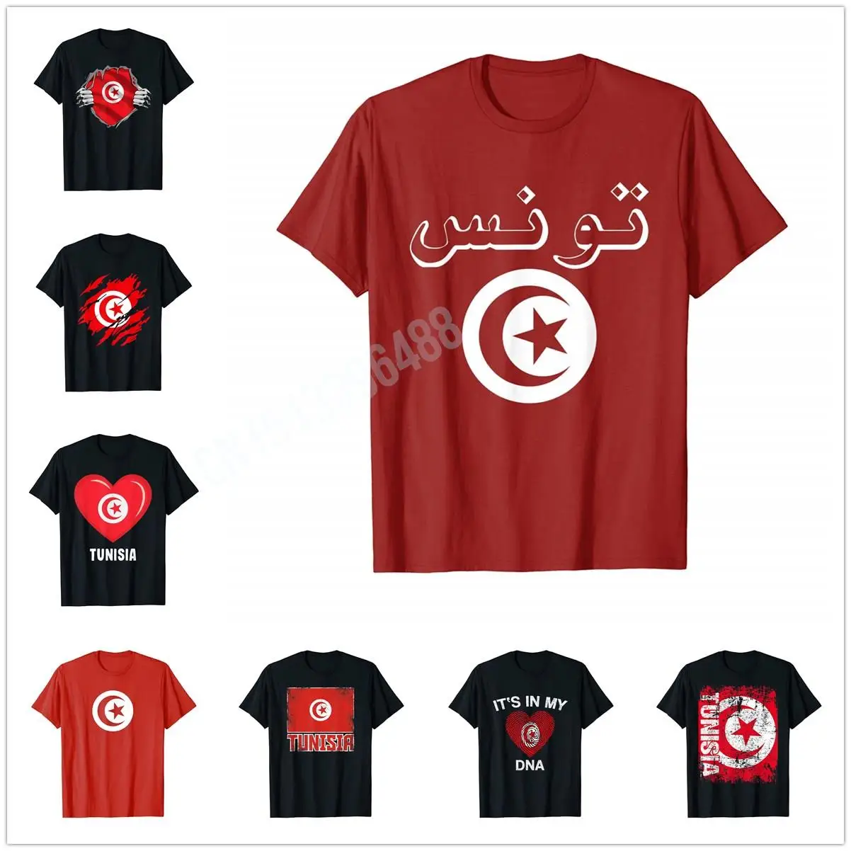 More Design Tunisia Flag Vintage Style Retro Tunisian Pride T-Shirt For Men Women T Shirt Tops Cotton Tees