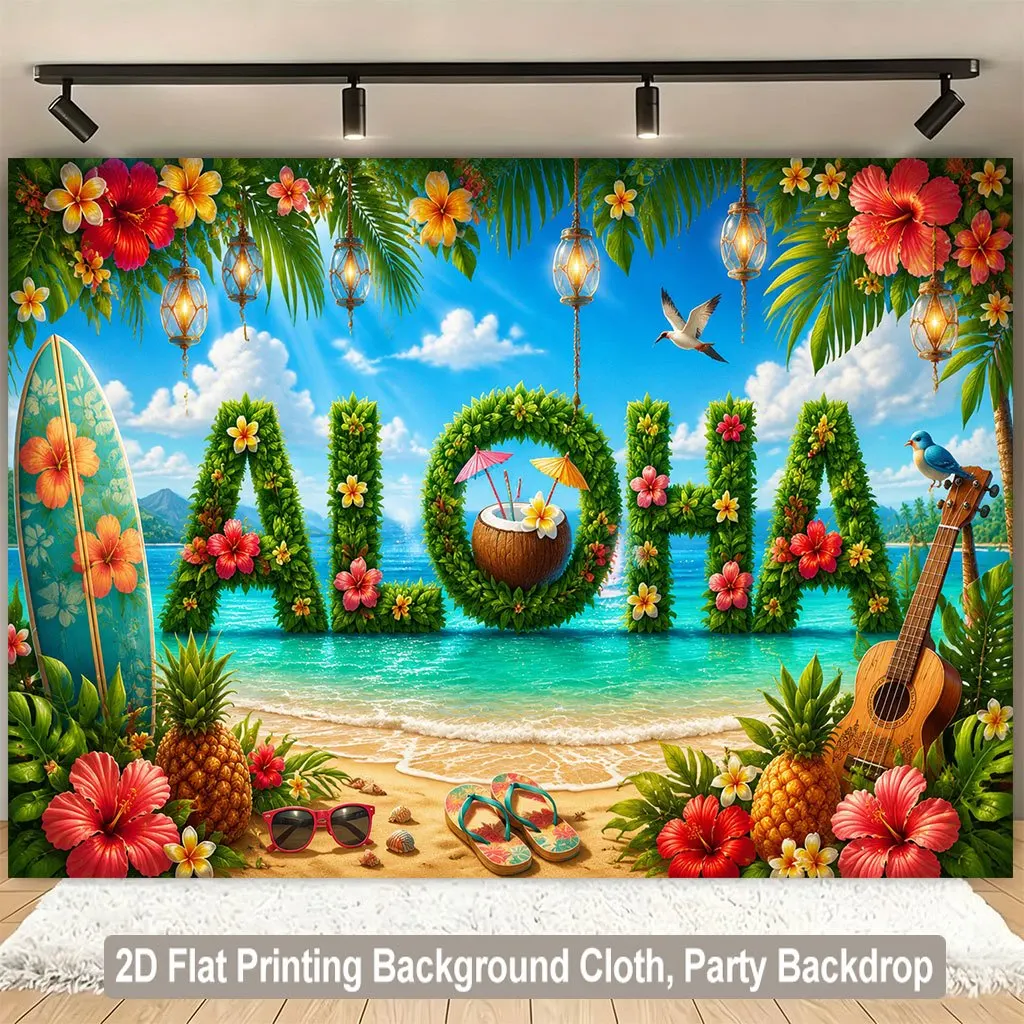 Tropical Aloha Beach Tapestry Wall Hanging Hawaii Decor Summer Vacation Paradise Mural Backdrop Background for Home Party Room