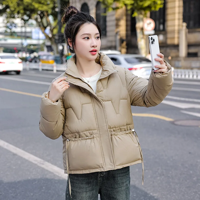 New Women Down Cotton Coat Winter Jacket Female Short Parkas Thick Warm Cotton Padded Jacket Standing Collar Female Outerwear