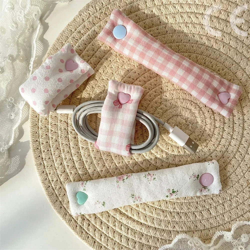 1PC Floral Cable Tie - INS Style Cloth Cord Organizer, Cute Reusable Wire Straps for Earphone/Data Cables