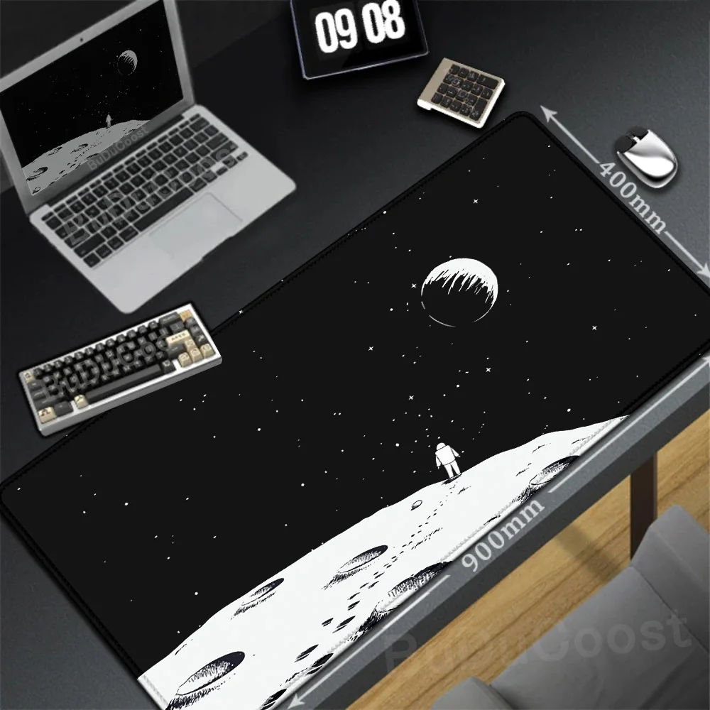 Tapis de souris protecteur de bureau, imprimé astronome, motif noir, polymère de souris de jeu, bord de verrouillage, KeyBuffSub Mausepad,