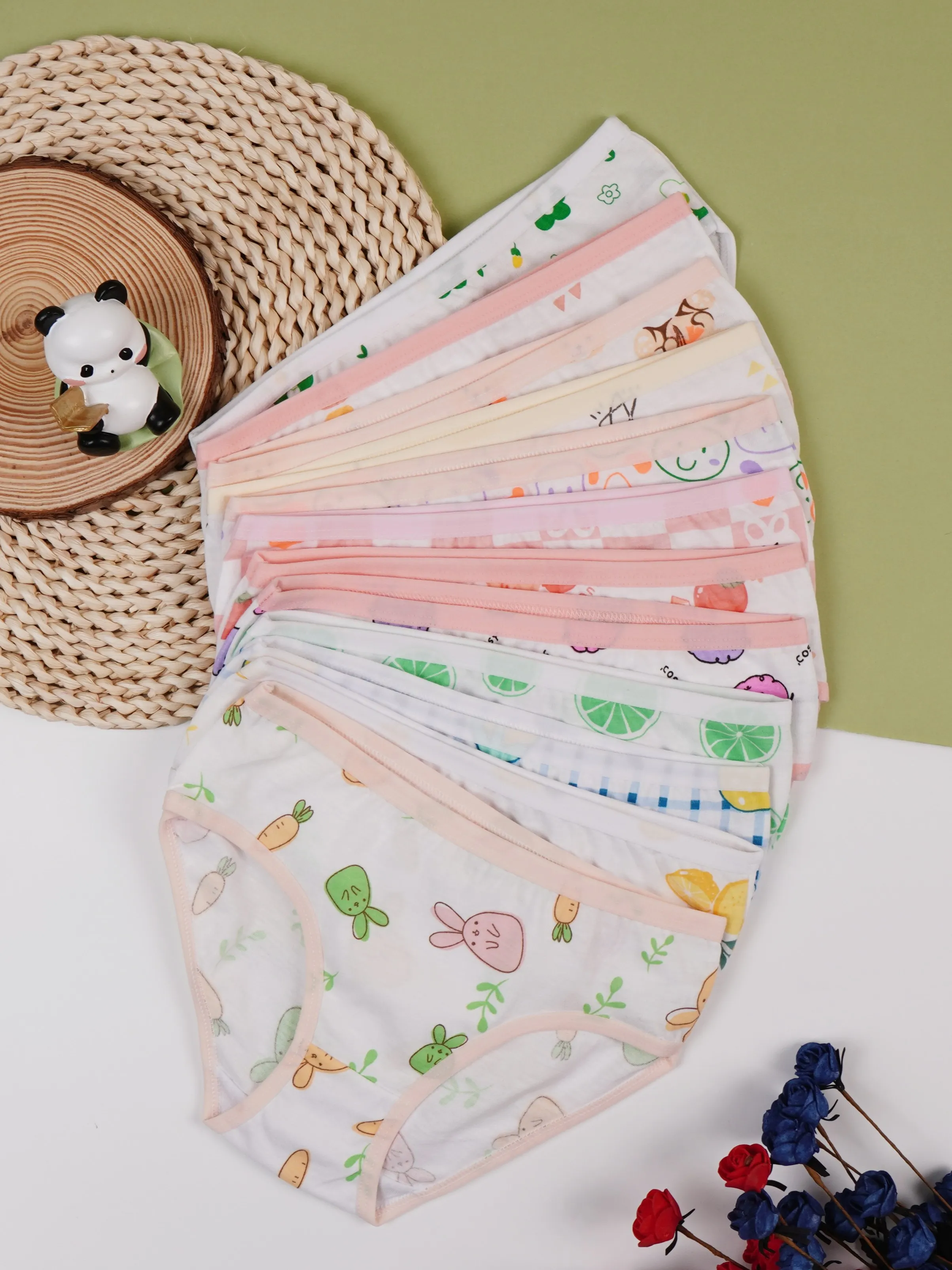 5pcs/lot Breathable Cute Printed Cotton Girls' Panties, Soft Kids Underwear for Daily Wear