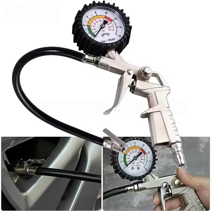High-precision tire inflator gun, dedicated inflating gun for car tires, car tire pressure gauge with pointer display ...