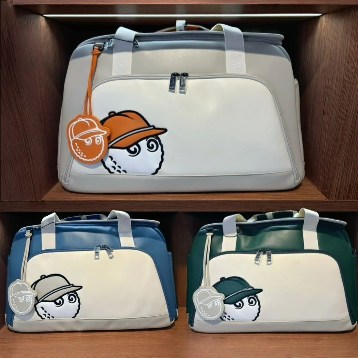

2026 Golf Boston Bag, Waterproof Leather Large Capacity Garment Bag, Cartoon Embroidered Handheld Sports Bag