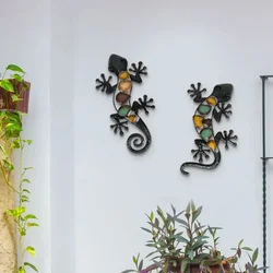 Home Garden Decor Creative Crafts Iron Gecko Lizard Kitchen Bathroom Bedroom Study Wall Decoration Iron Gecko Lizard Decor