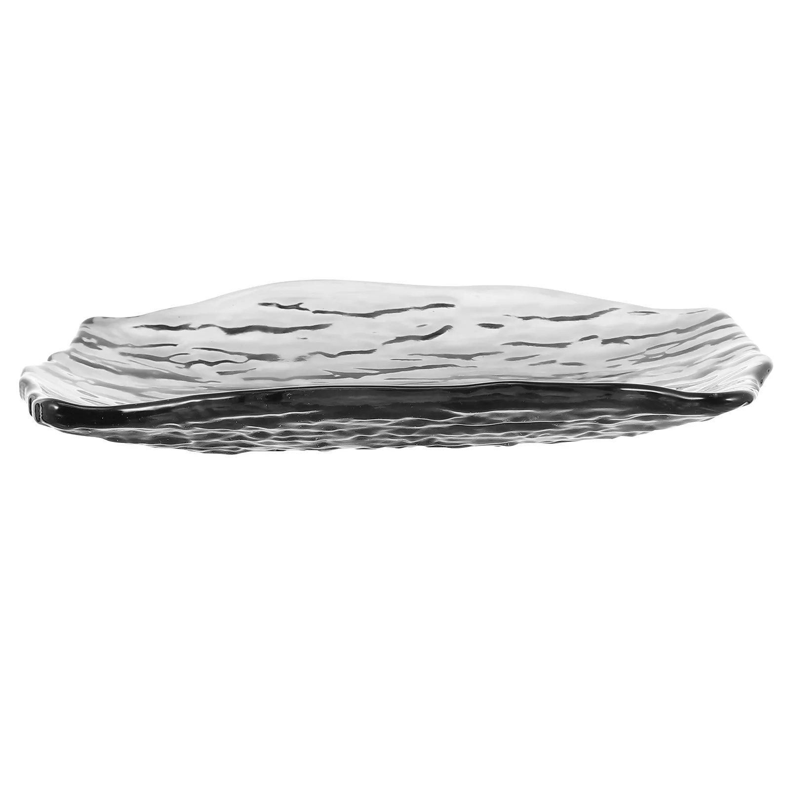 1Pcs Bark Pattern Glass Serving Tray Thick Material Fruit Plate Eco Friendly Dessert Plate Home Snack Tray Ideal for Party