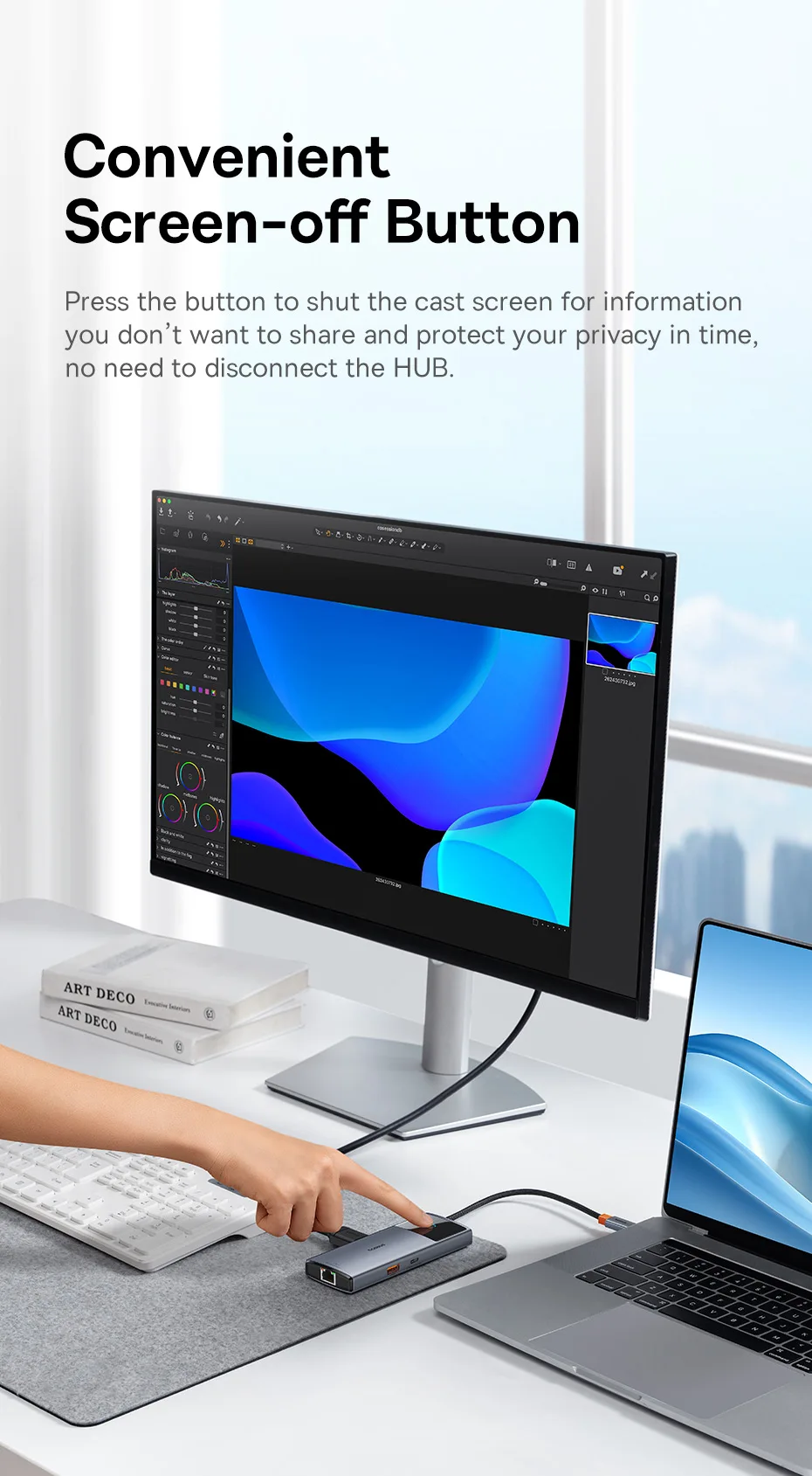 Baseus USB-C HUB HDMI 4K 60Hz 6-in-1 Adapter Schneller 10Gbps USB 3.2 Splitter Typ C PD100W mit RJ45 für Laptop Macbook Pro Air Hub – Detail 5