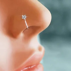 1pc Fake Piercing Flower Clip Nose Ring Fake Nose Ring Stud Non Piercing Stainless Steel Ear Cuff Body Jewelry