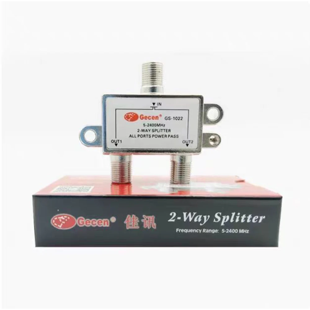 Jiaxun GS‑1022 2‑Way Satellite Splitter 1 In 2 Out Power Divider 5‑2400MHz F‑type Connector For CATV Satellite TV Antenna Signal