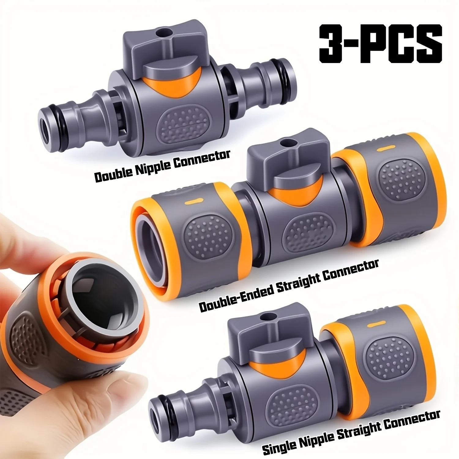 3PCS 16mm Ball Valve Hose Quick Connect Coupler Extension Fitting for Garden Irrigation Pipe Water Stop Repair
