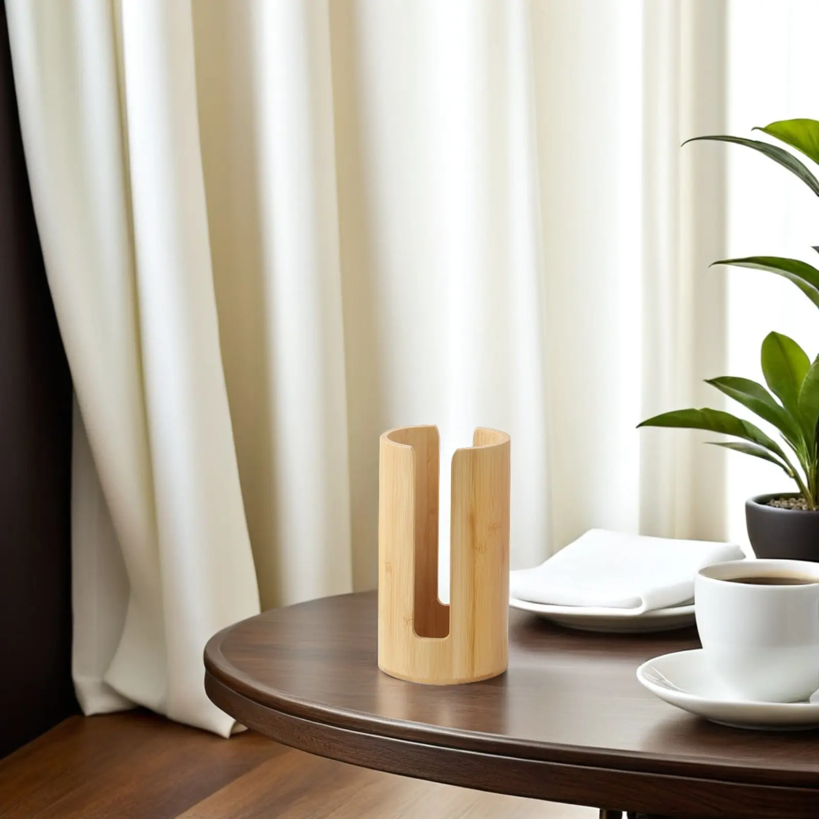 Bamboo Cup Rack Space-Saving Countertop Organizer for Bathroom Kitchen Office Stylish Modern Decor Eco-Friendly Stackable Cup