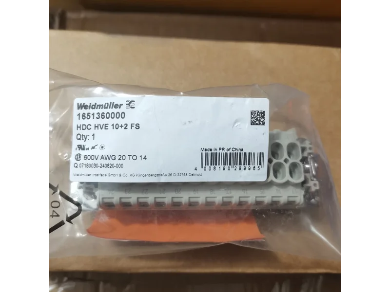 

New Original Weidmüller Heavy Duty HDC HVE 10 + 2 FS 1651360000