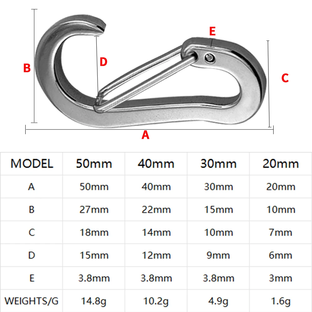 2/5pcs Stainless Steel Spring Keychain Lobster Clasp Buckle Outdoor Camping Mountaineering Buckle Mini D-type Buckle Tool Clips - Image 5