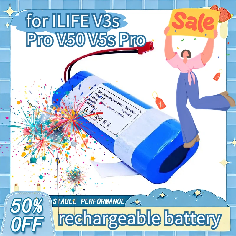 

14.4V 2800~4000mAh Lithium Battery for ILIFE V3s Pro V50 V5s Pro V8s V80 Max B5 Max S5 Pro X750 Robot Vacuum Cleaner Battery