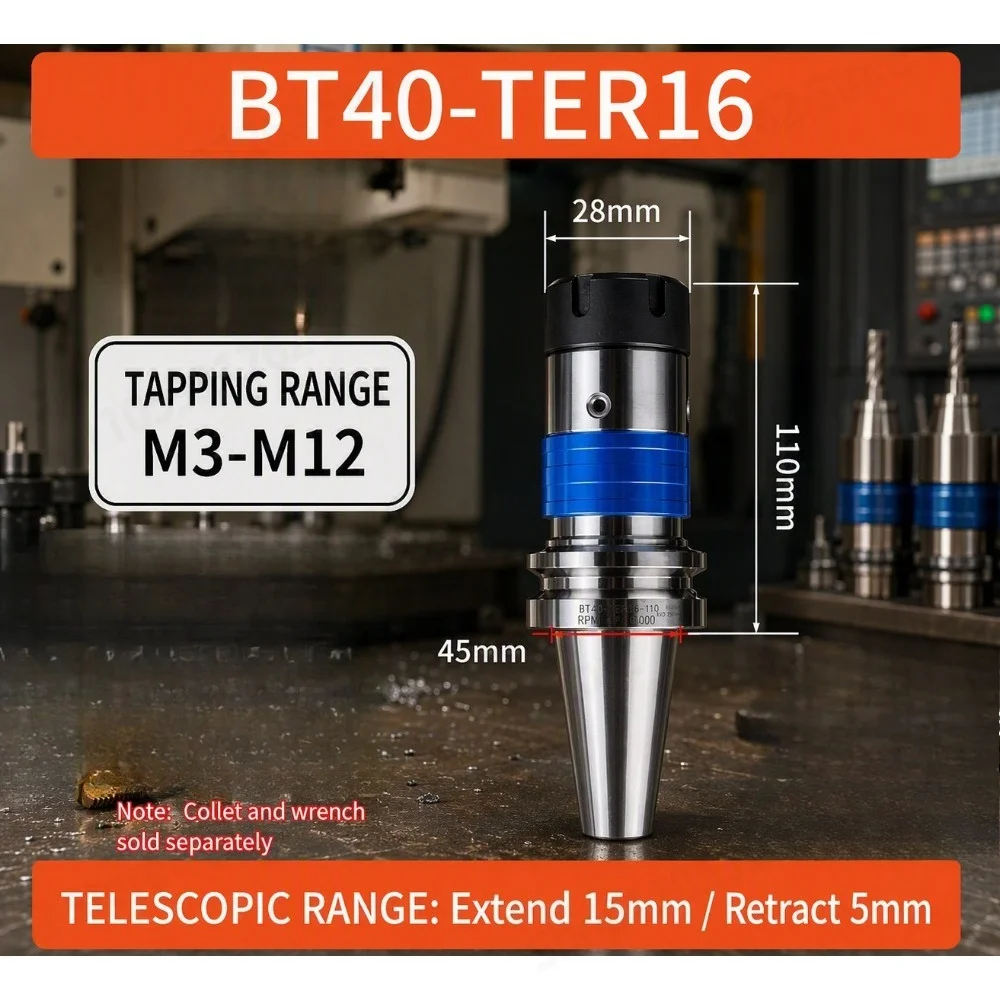 Machining Center Telescopic Floating Tapping Tool Holder BT40-TER16 20 25 Tapping Tool Holder