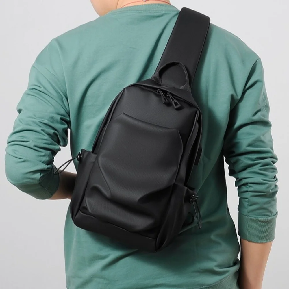 

Breathable Men's Chest Bag Usb Charged Adjustable Strap Outdoor Shoulder Bag Large Capacity Minimalist Sports Sling Bag Work