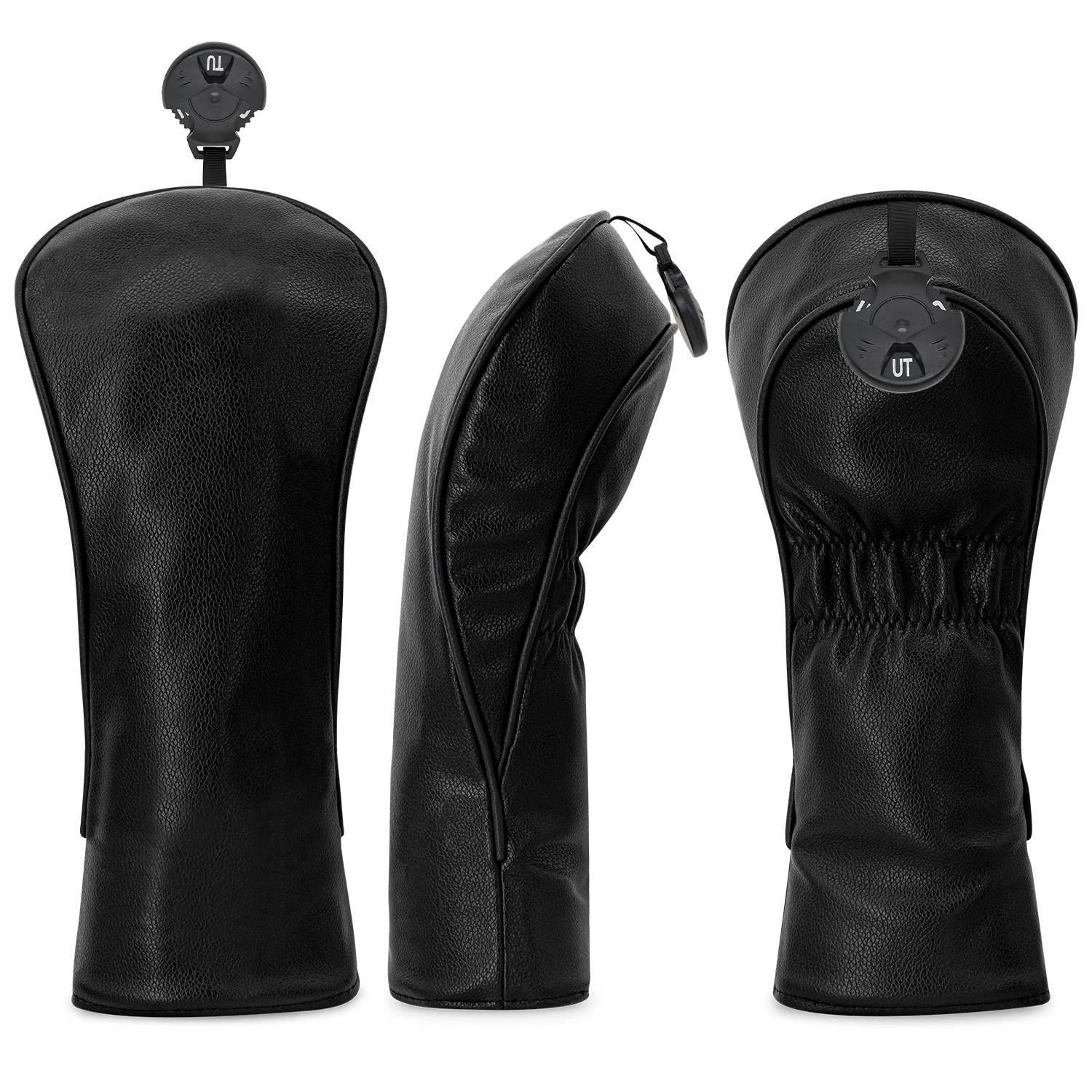 Capa protetora preta em branco para tacos de golfe, estilo minimalista, material PU, acessórios de golfe, capa protetora para tacos de golfe preto puro