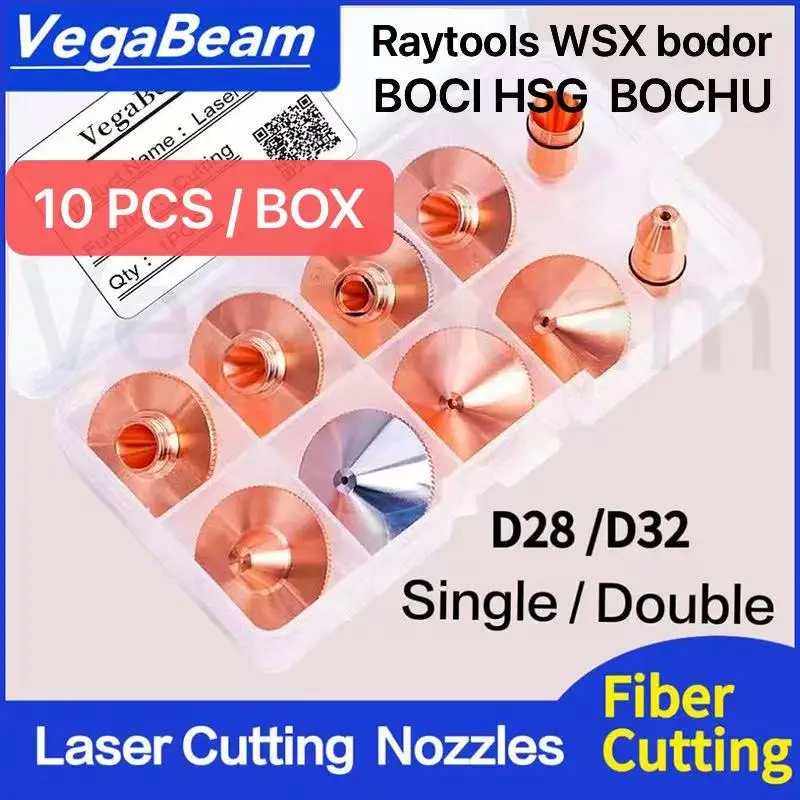 10 PCS Raytools Laser Nozzles TapyA D32 M14 TypeB D28 M11 Single/Double for Precitec WSX Bodor BOCI Fiber Cutting Machine BICO