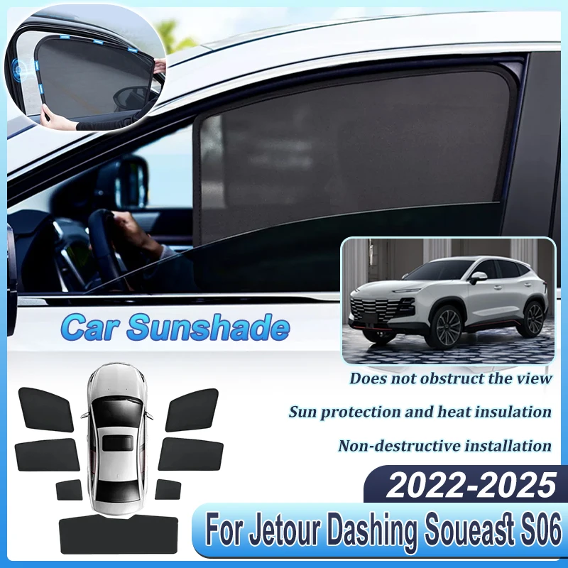 

Car Mesh Sunshades For Jetour Dashing Soueast S06 Accessories Sportequipe 6 GT 2022-2025 Curtain Mesh Anti-UV Windshield Curtain