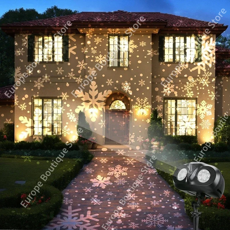 Luces de proyector de copo de nieve de Navidad resaltan la nieve LED dinámica caída de nieve de Navidad IP65 iluminación de foco de nevadas impermeable