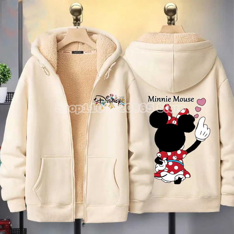 ميكي ماوس لامب سترة الخريف الشتاء ديزني الكرتون أنيمي معطف مريح دافئ مقنعين الرجال النساء زوجين مقنعين البلوز هدية #2