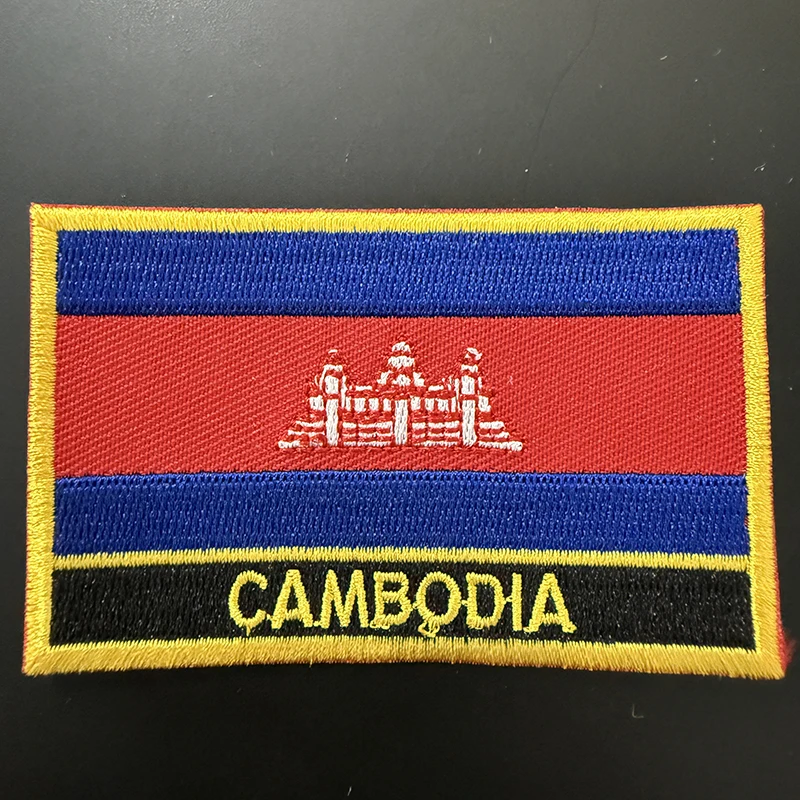

Cambodia Flag Embroidery Patches Iron on Saw on Transfer patches Sewing Applications for Clothes in Home&Garden