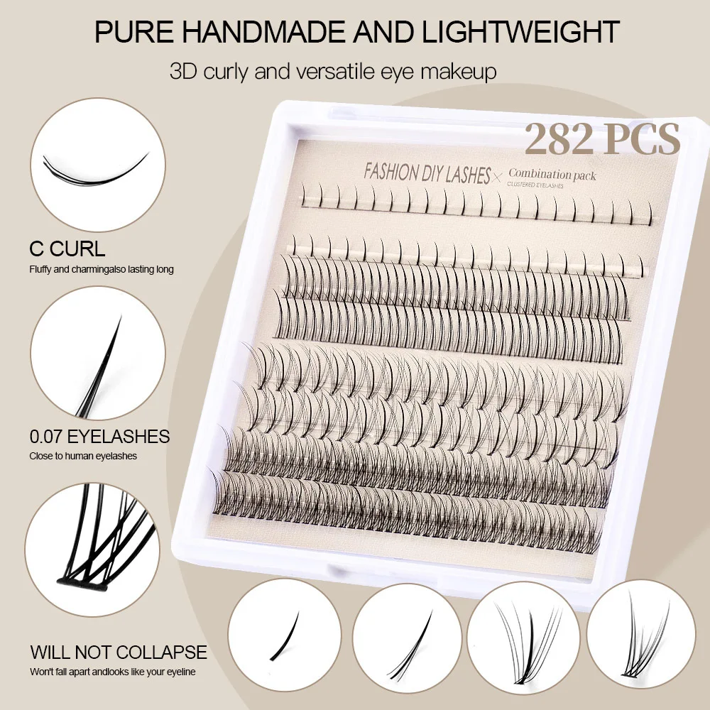 DIY Eyelash Extensions Easy Application Natural Cluster Lashes Glue Kit For Seamless Lash Enhancement