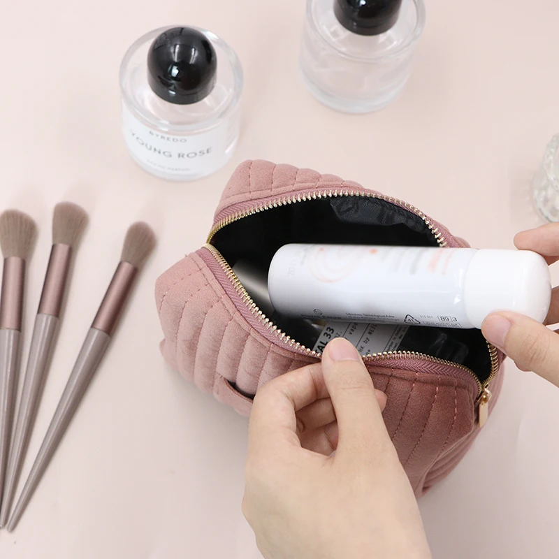 Borsa per il trucco Borsa per cosmetici da viaggio, Borse per il trucco imbottite gonfie per le donne Custodia per organizer per il trucco, Borsa da viaggio con ampia apertura