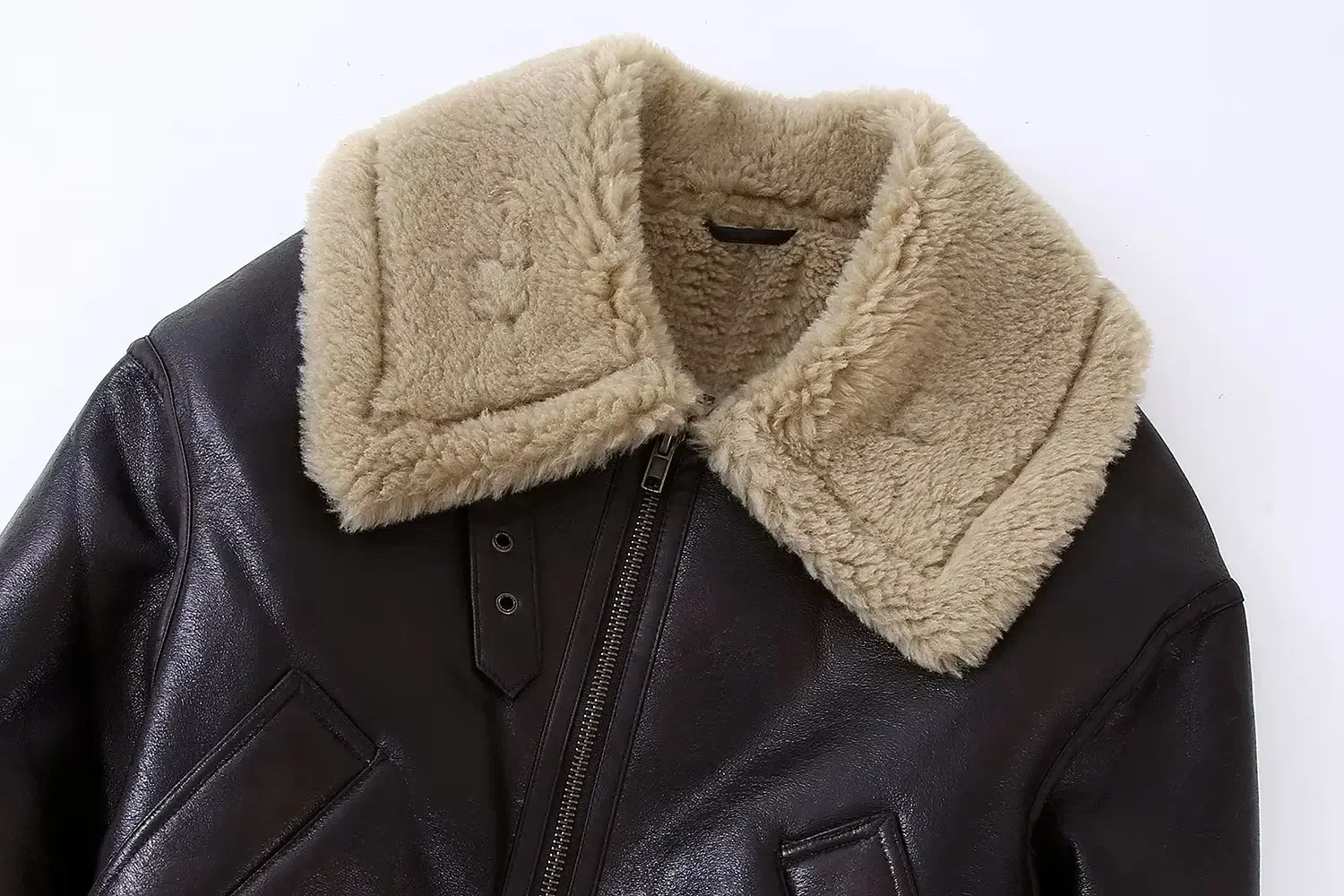 Chaqueta gruesa de cuero de lana de cordero para mujer, Chaqueta de traje cálida, ropa de trabajo de negocios femenina, abrigo de calle diario marrón, Invierno