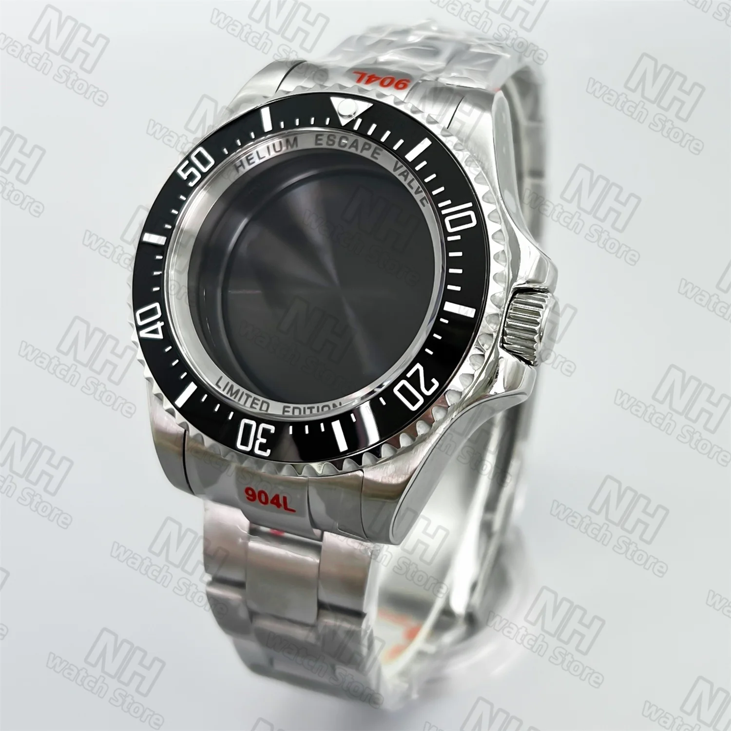 

43MM Silver Sapphire Crystal DEEP SEA Homage Big Watch Case With Bracelet Fit NH34 NH35 NH36 NH39 NH70 ETA2824 PT5000 Movement