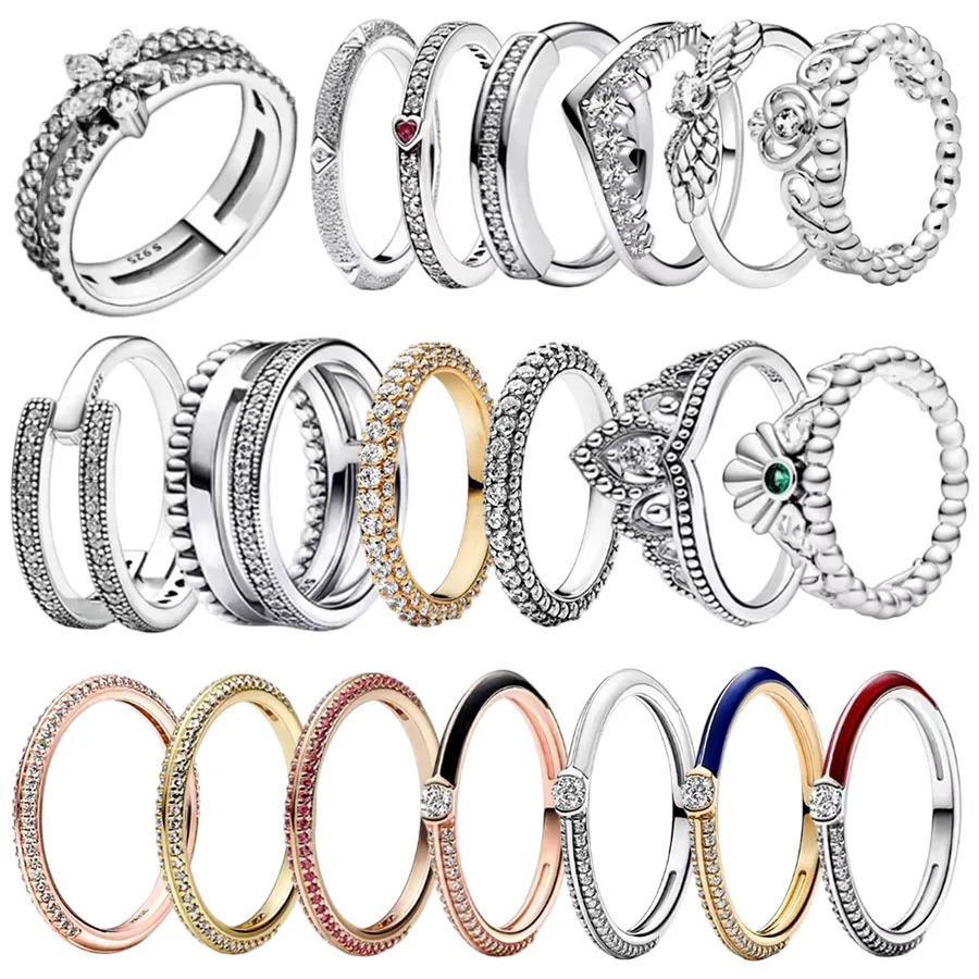 Zircon Heart-shaped Ring S925 Sterling Silver Fashionable Bow Pearl Ring Women's Jewelry Valentine's Day Gifts