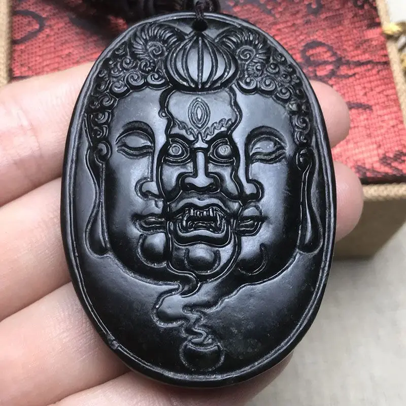 Between One Thought Pendant Dark Green Buddha Demon Necklace Men's Domineering