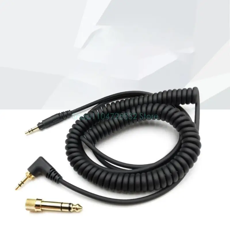 Coiled Cable For EAH-DJ1200 Headphone Feature 3.5mm and 6.35mm Plugs for EAH-DJ1200 Studio Recording and Live Black