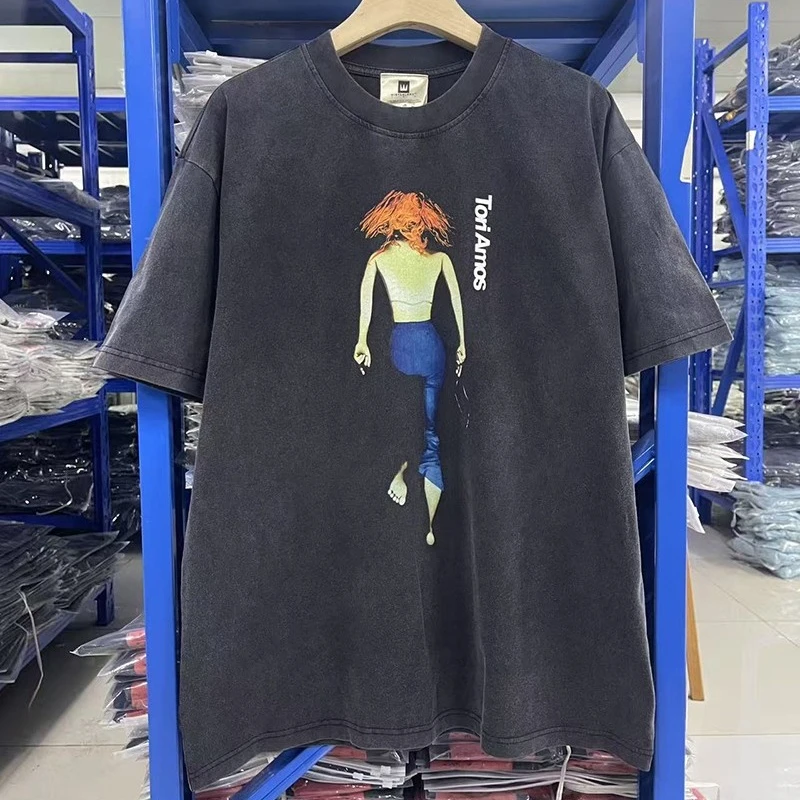 Camisetas gráficas holgadas de algodón de verano para hombres y mujeres con estampado de letras Tori Amos informales Vintage