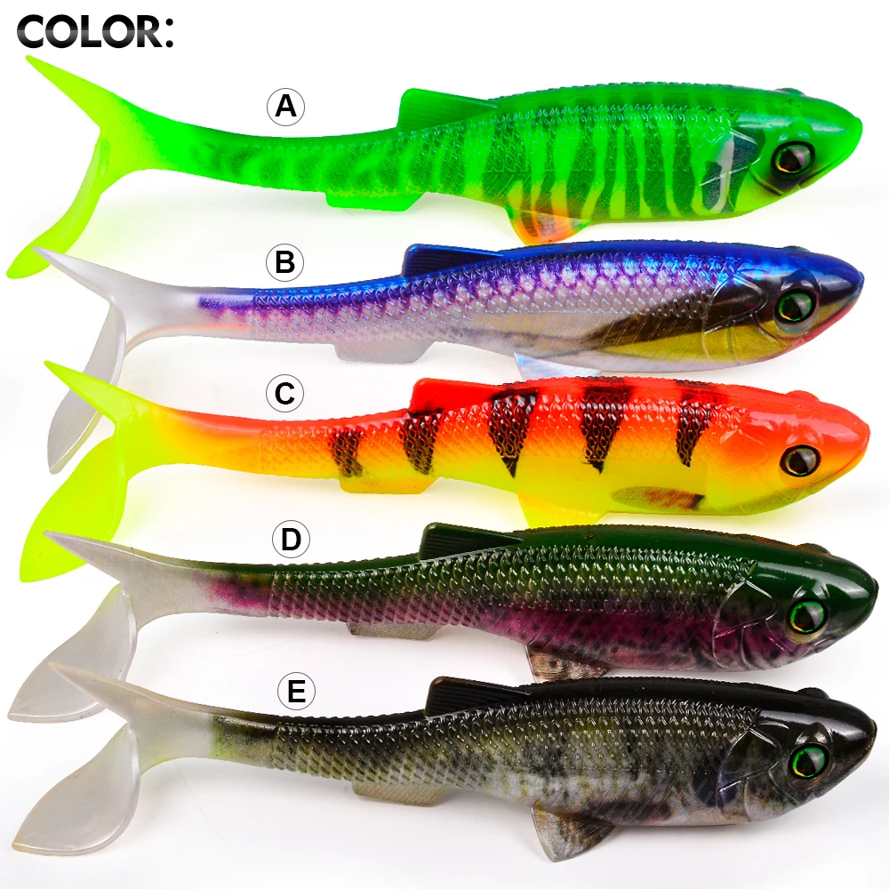 Sunlure 2/5/8 Stück T-Tail Weichköder mit 3D-realistischen Fischaugen, Swimbait, künstlicher Silikon-Shad-Köder für Bass, Salzwasser-Angelzubehör – Detail 3