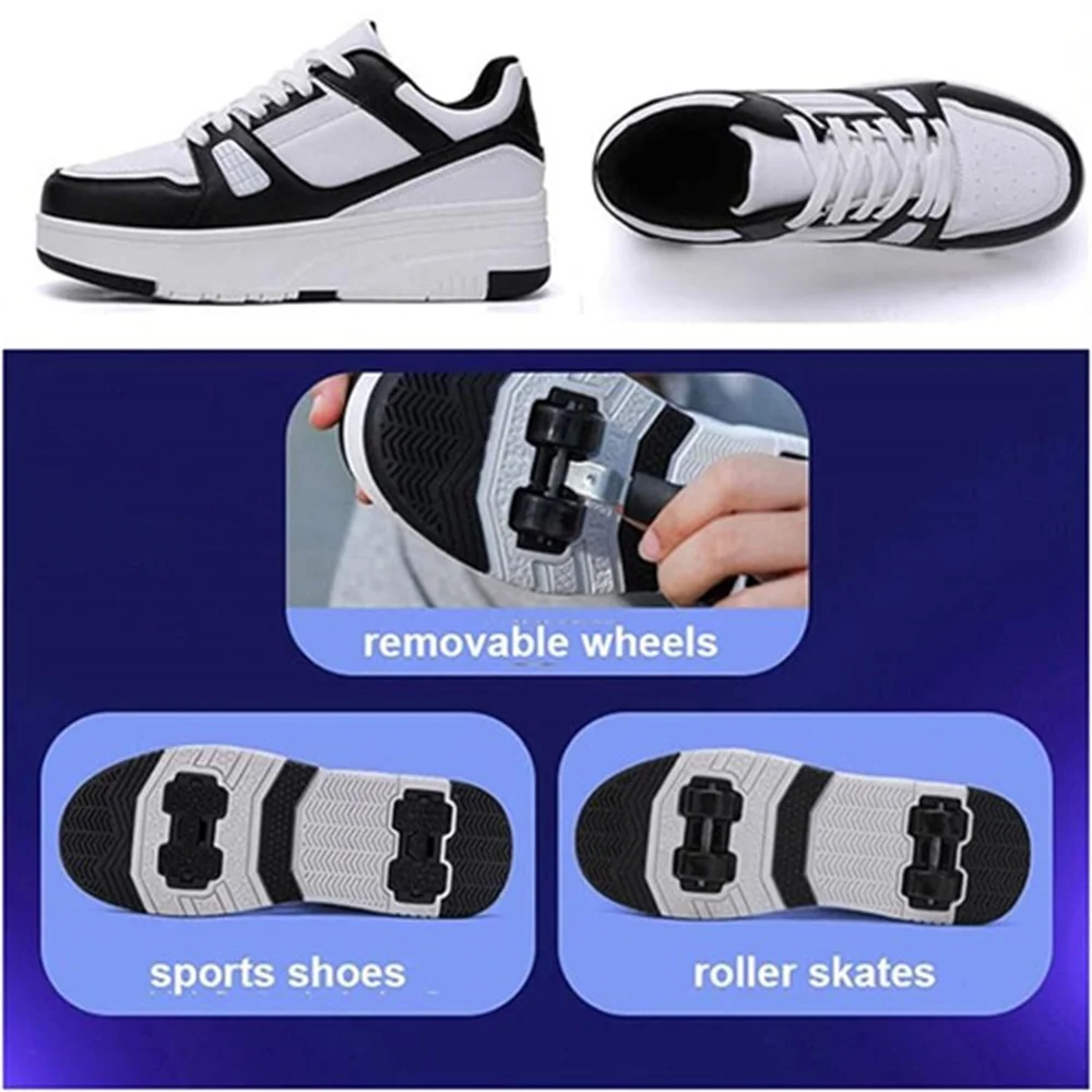 Roller Skating Shoes Children\'s Wheeled Sports Shoes Children\'s Roller Skating Shoes Fashion Outdoor Sports Skateboarding Shoes