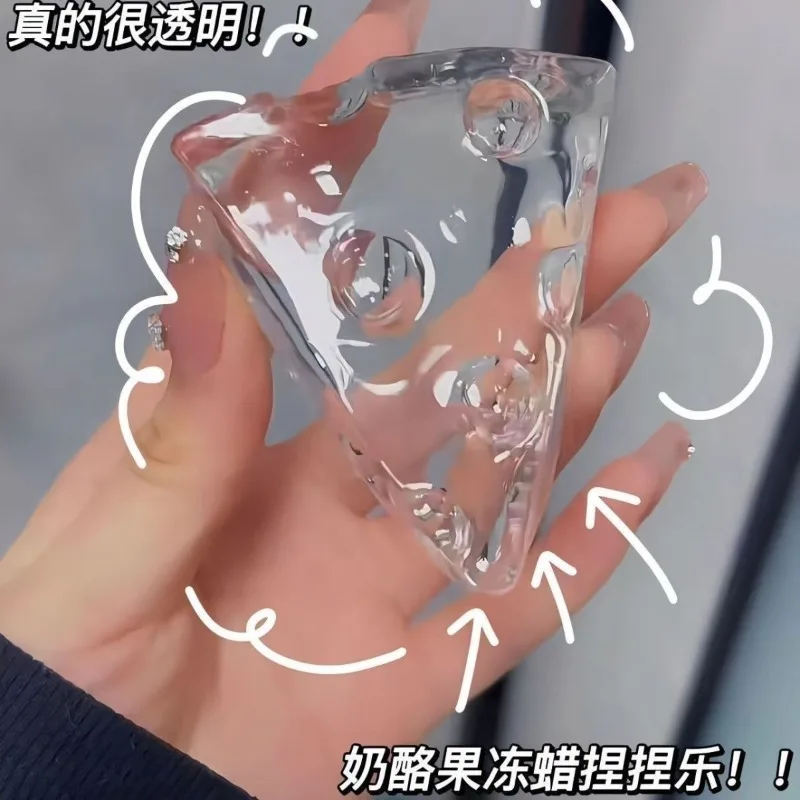 

2026 New Xiaohongshu Same Style Ice Clear Cheese Squishy Solid Large Soft Silicone Tough Stress Relief Fidget Toy for All Ages