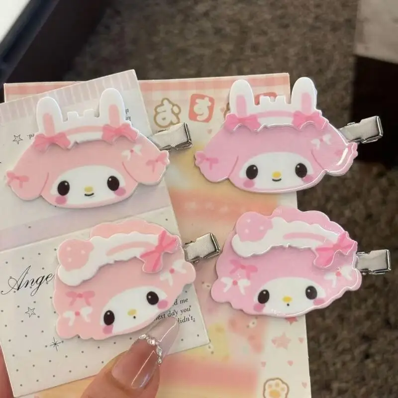 

Sanrio Piano Melody Sweet Pink Hairpin Cartoon Side Clip Shattered Bangs Hair Clip Cute Girl Headwear Edge Clamp Birthday Gifts